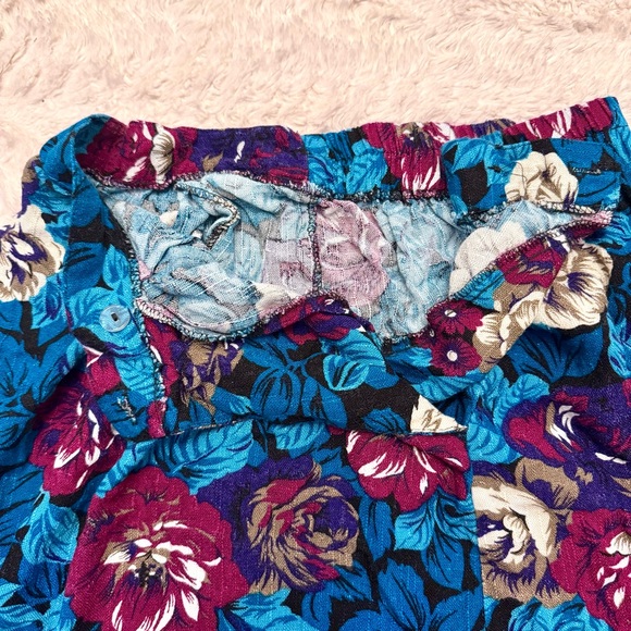 Vintage 80’s size 12 Danielle B Floral Midi Skirt Blue & Purple Tropical vibes - Picture 5 of 7